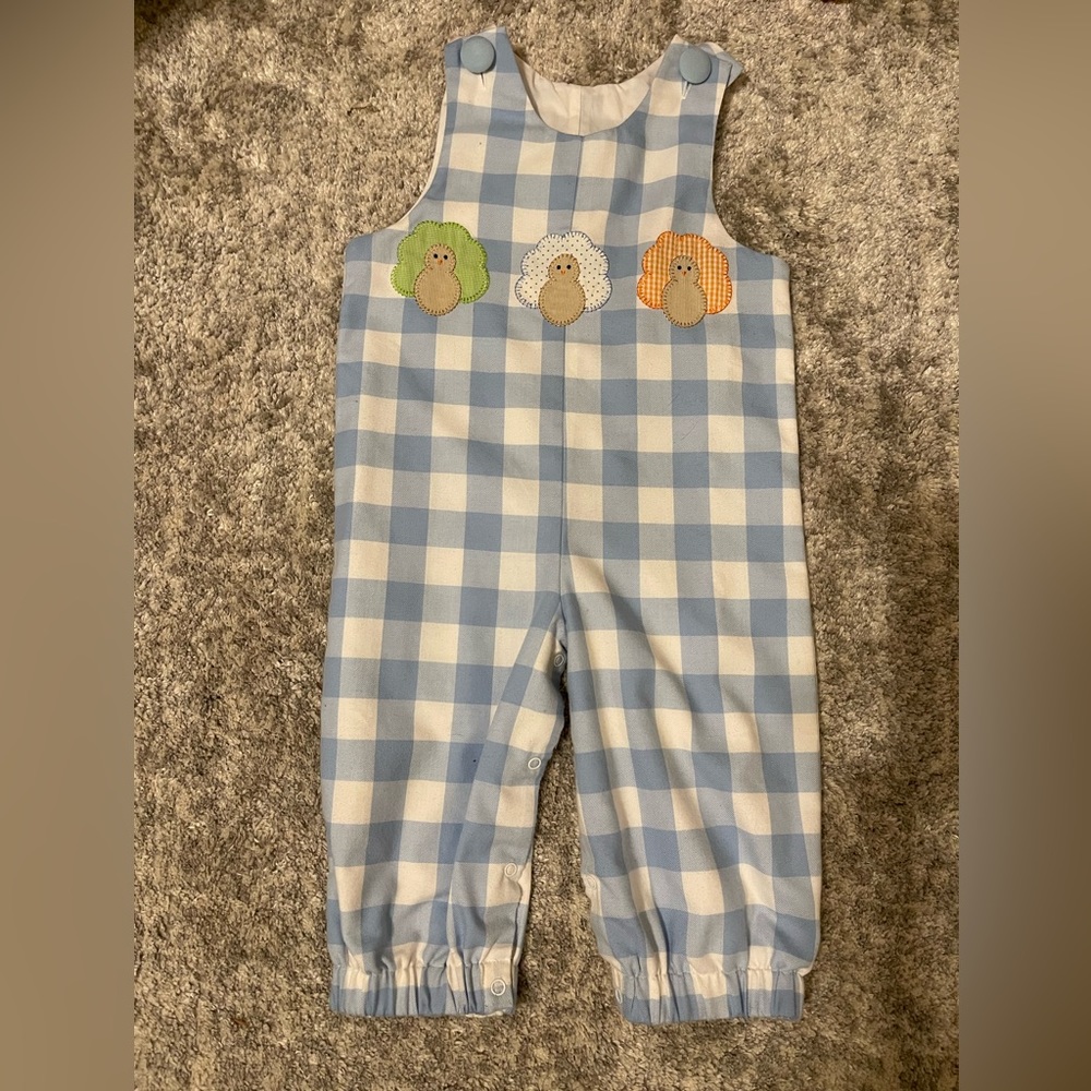 2T turkey gingham onesie